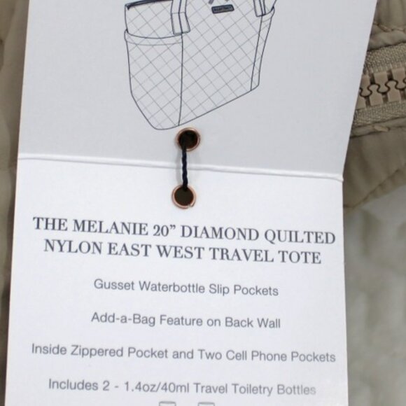 Ellen Tracy "Melanie" 20" Diamond Quilted Nylon East West Travel Tote – Timeless - Picture 11 of 16